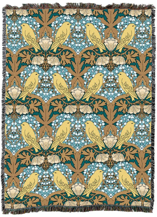 CFA Voysey Birds and Berries Teal XL Throw