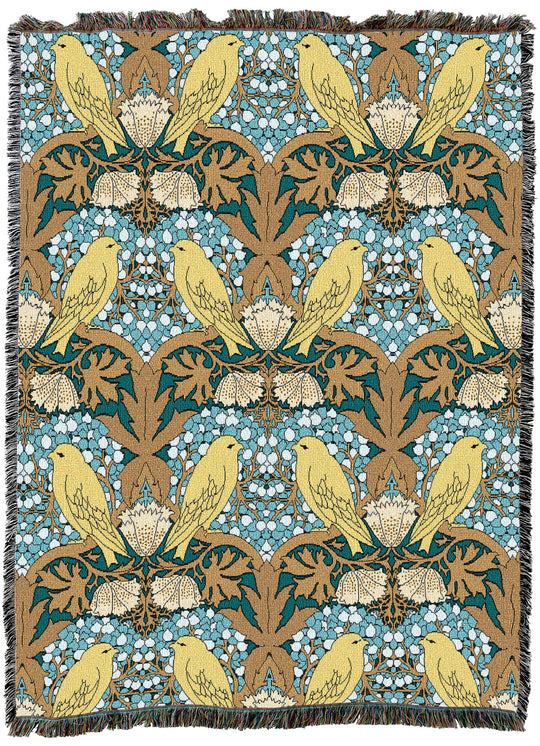 CFA Voysey Birds And Berries Teal Throw