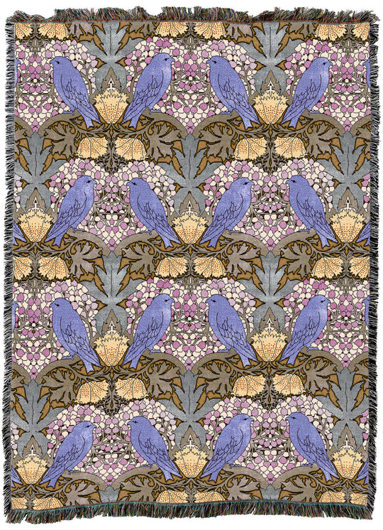 CFA Voysey Birds and Berries Indigo XL Throw