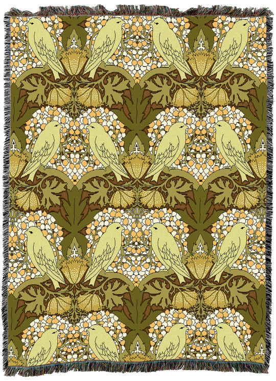 CFA Voysey Birds And Berries Olive Throw