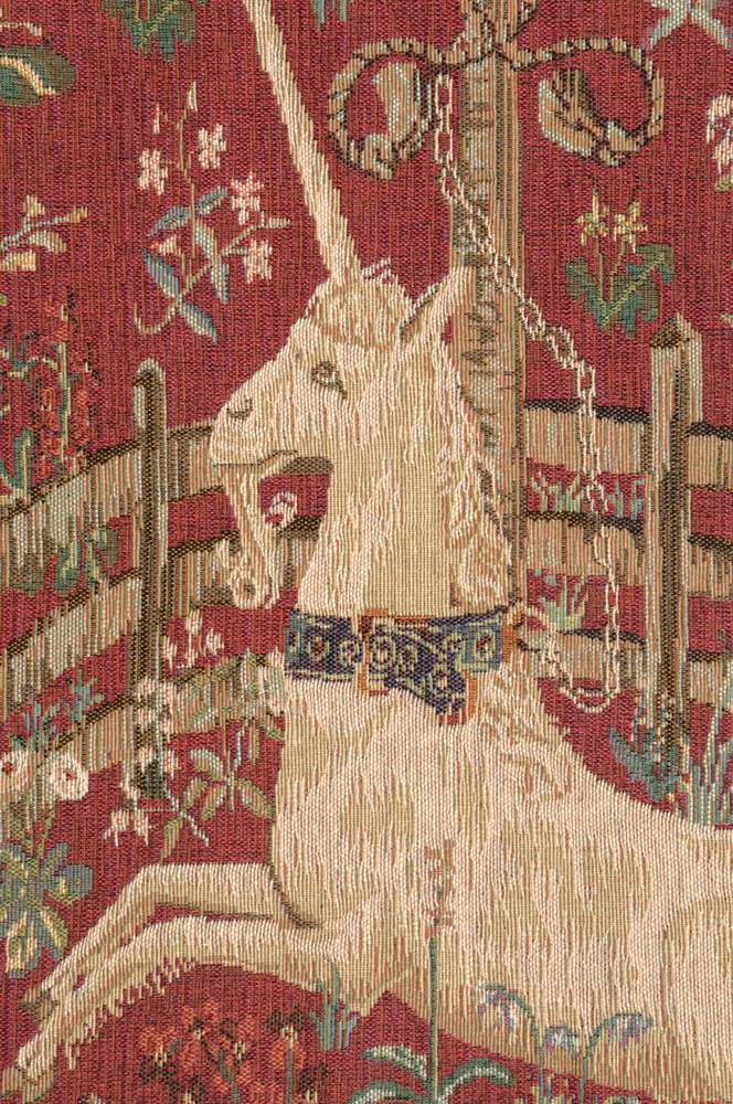 Licorne Captive Rouge French Wall Tapestry