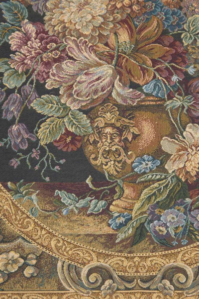 Floral Composition in Dark Green Italian Wall Tapestry