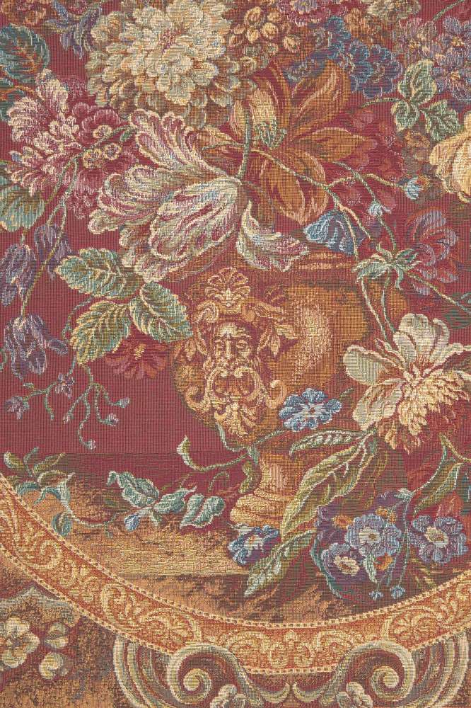 Floral Composition in Burgundy Italian Wall Tapestry