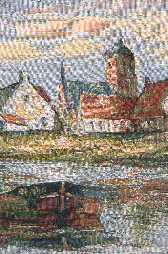 Riverside Flemish Village Belgian Wall Tapestry