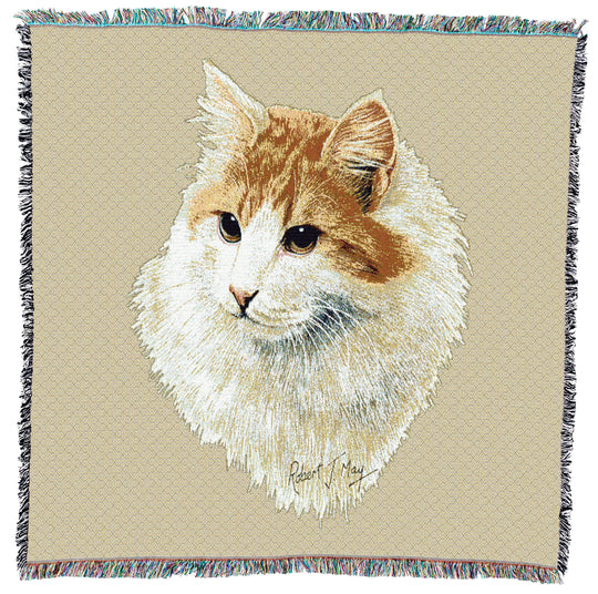 Red and White Short Hair Small Throw