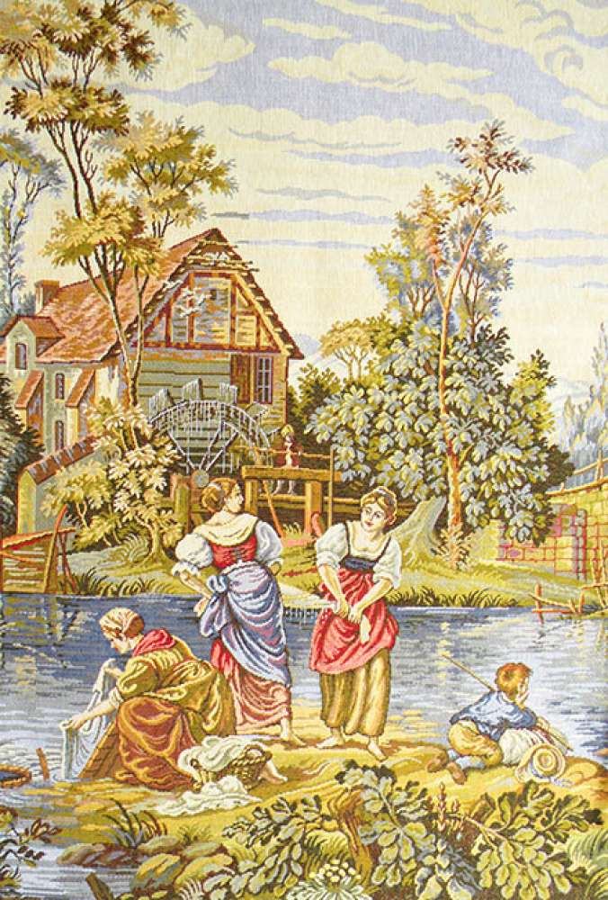 Washing by the Lake Italian Wall Tapestry