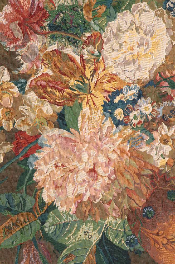 Terracotta Floral Bouquet Gold Belgian Wall Tapestry