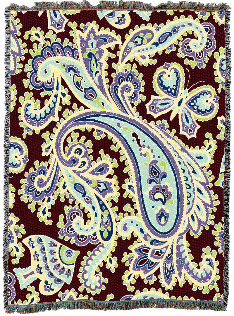 Paisley Pink Tapestry Throw