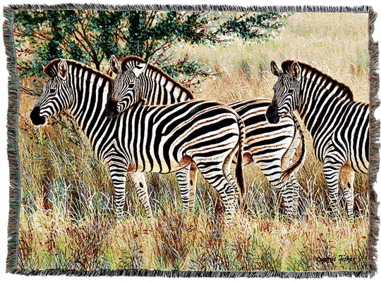 Three Zebra Group Throw