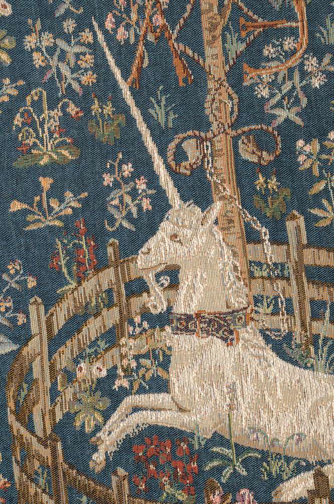 Licorne Captive Blue French Wall Tapestry