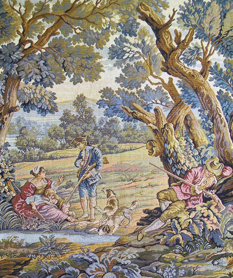 Hunters Resting Vertical Italian Wall Tapestry