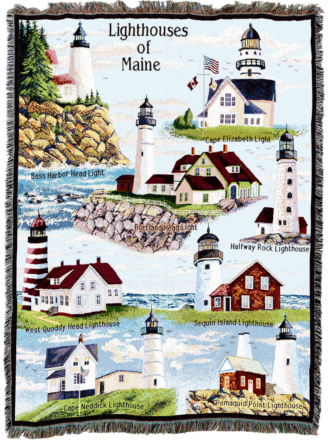 Lighthouses of Maine XL Throw