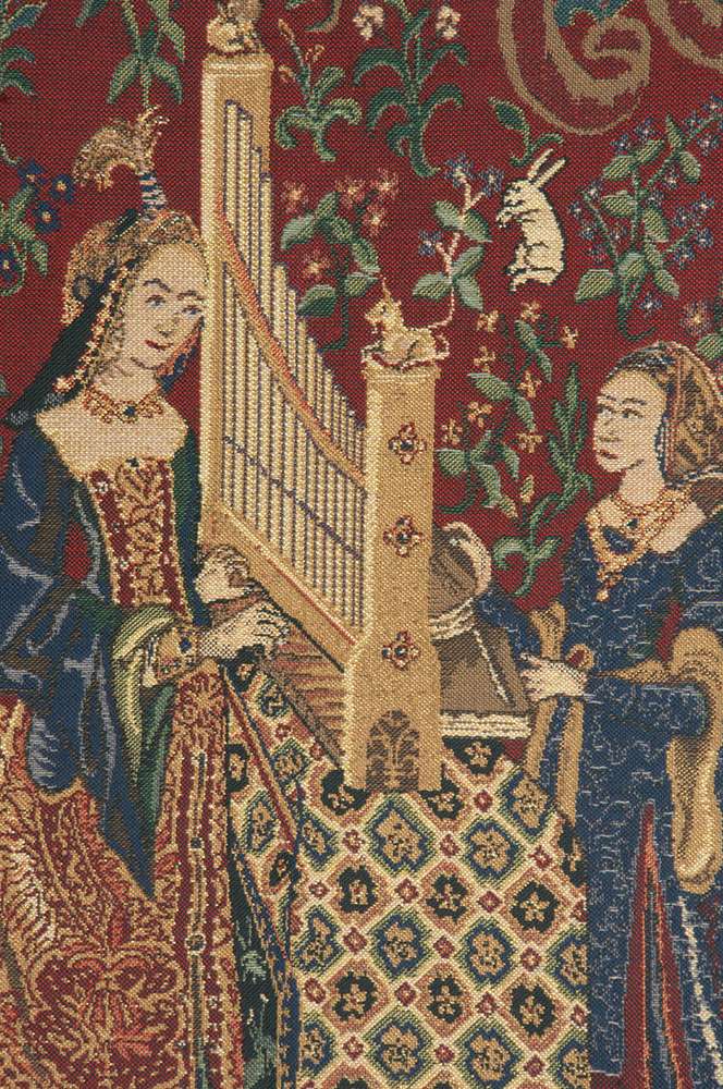 Lady and the Unicorn Organ with Border Belgian Wall Tapestry