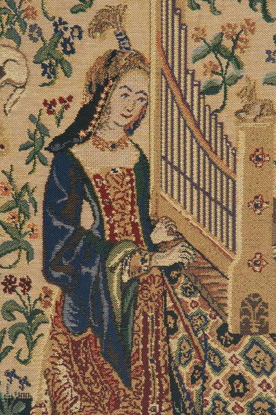 Lady and the Unicorn Organ Beige Belgian Wall Tapestry