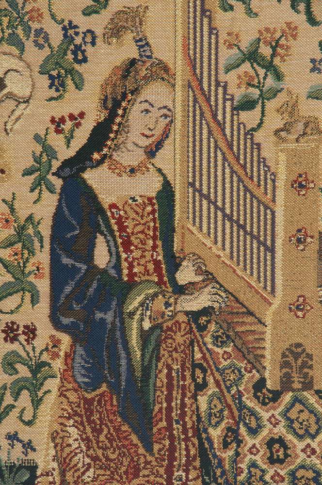 Lady and the Unicorn Organ Beige Belgian Wall Tapestry