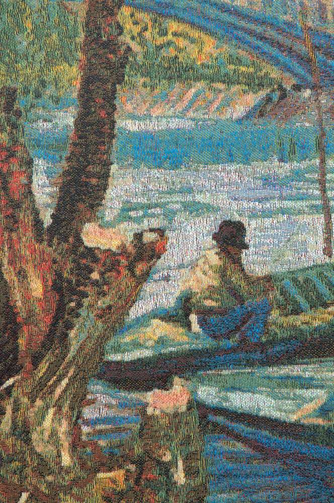 Angler and Boat at Pont de Clichy Belgian Wall Tapestry