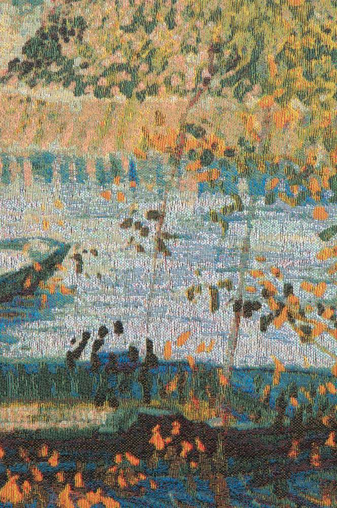 Angler and Boat at Pont de Clichy Belgian Wall Tapestry