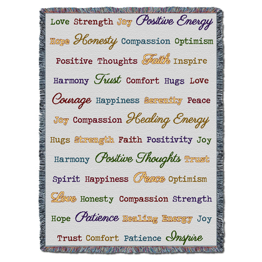 Word Hugs Grey Dots Multi-Color Text 54X70 Throw