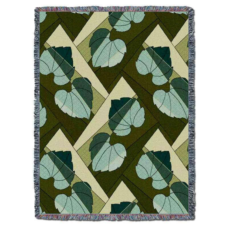 Leaves Mint on Green Throw