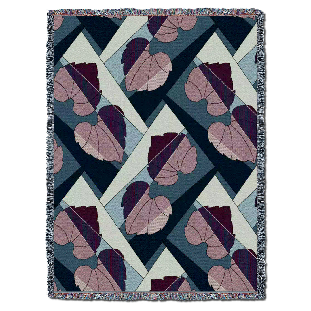 Leaves Berry on Blue Throw