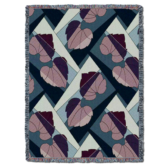 Leaves Berry on Blue Throw