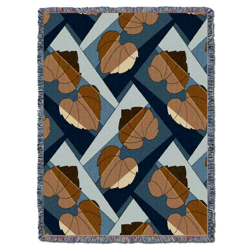 Leaves Gold on Blue Throw