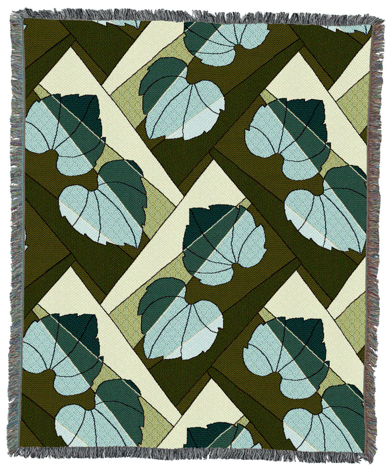 Leaves Mint on Green 60x50 Throw