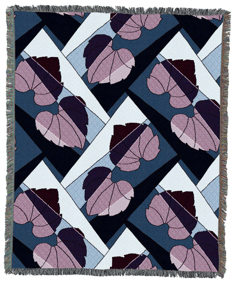 Leaves Berry on Blue 60x50 Throw