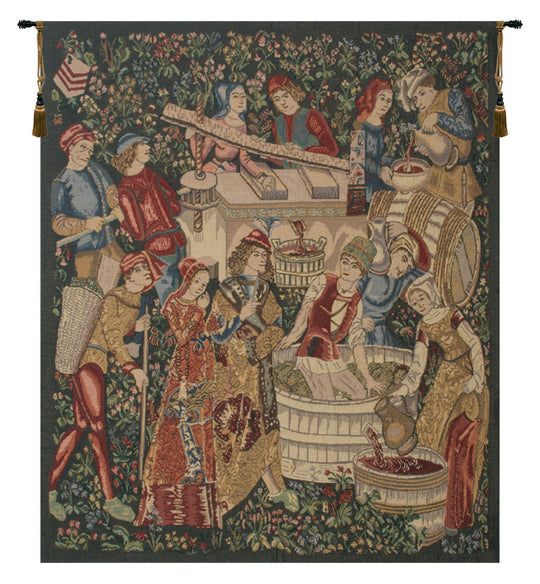 Vendages Left Side Red Wall Tapestry