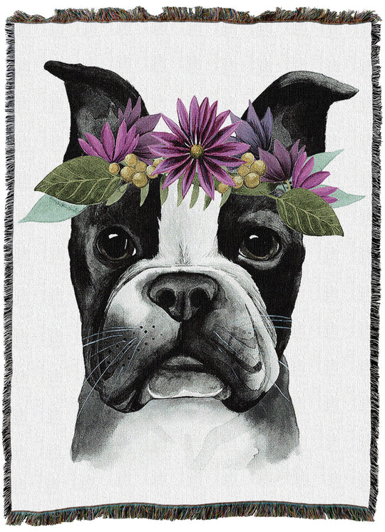 Terrier Flower Crown Throw