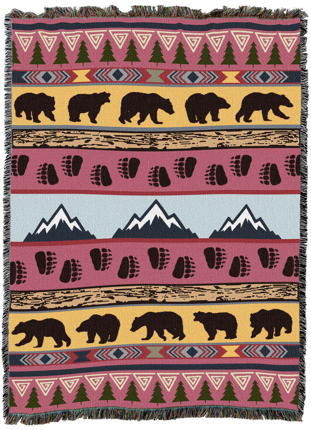 Lodge Pattern Pink Throw