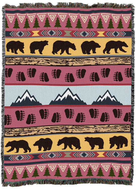 Lodge Pattern Pink Throw