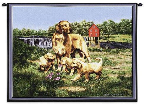 Golden Retriever Family Wall Tapestry