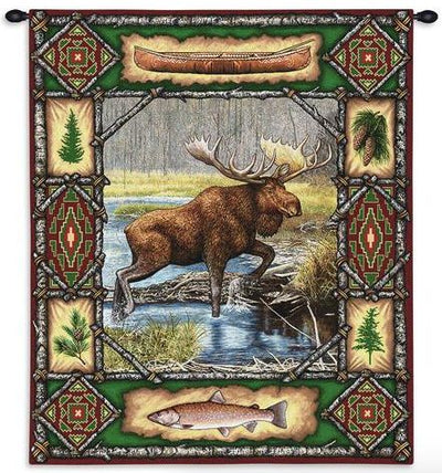 Moose Lodge Rustic Wall Tapestry