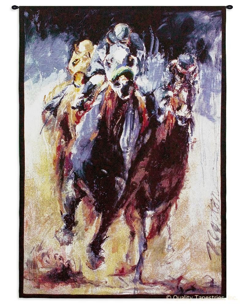 Down the Stretch Horse Race Wall Tapestry