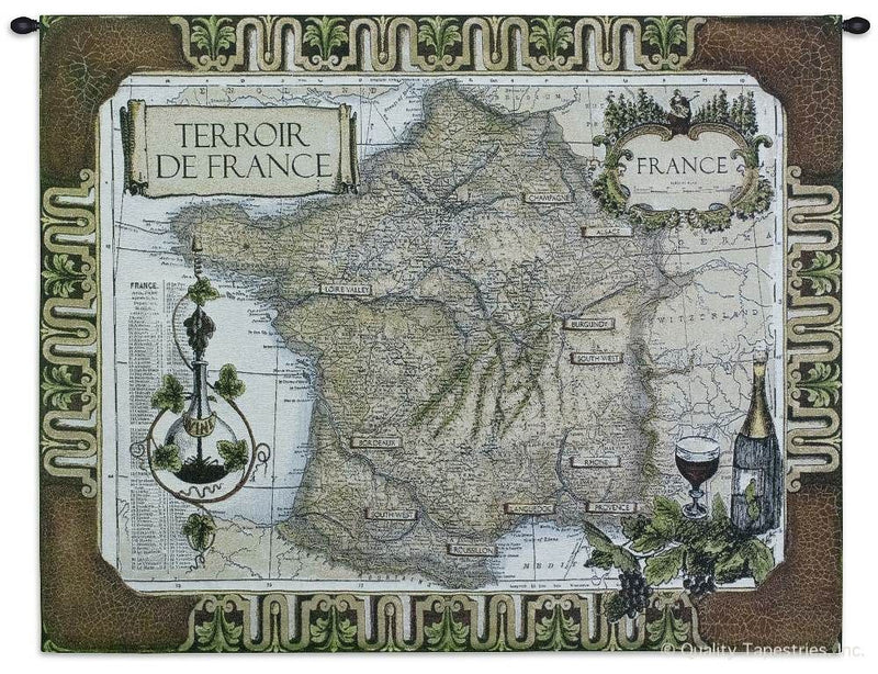 Map of France Wine Country Wall Tapestry