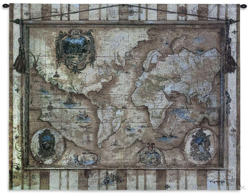 Vintage Style Old World Map Wall Tapestry