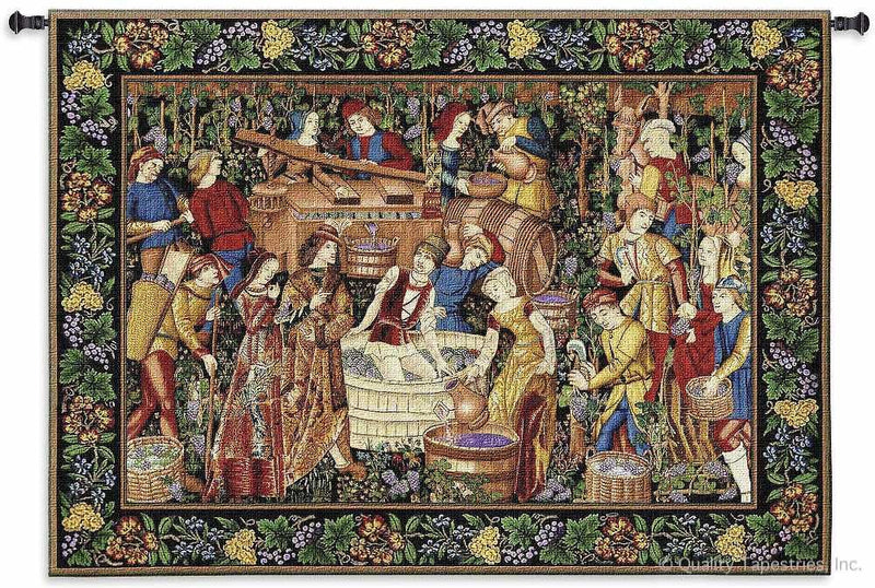 Medieval Vendanges Grape Harvest Wall Tapestry