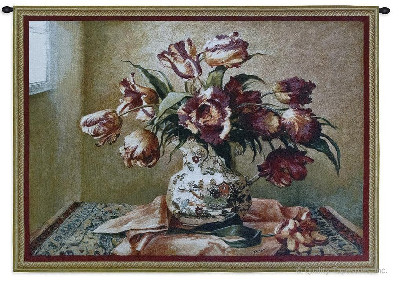 Tulips in Oriental Vase Wall Tapestry