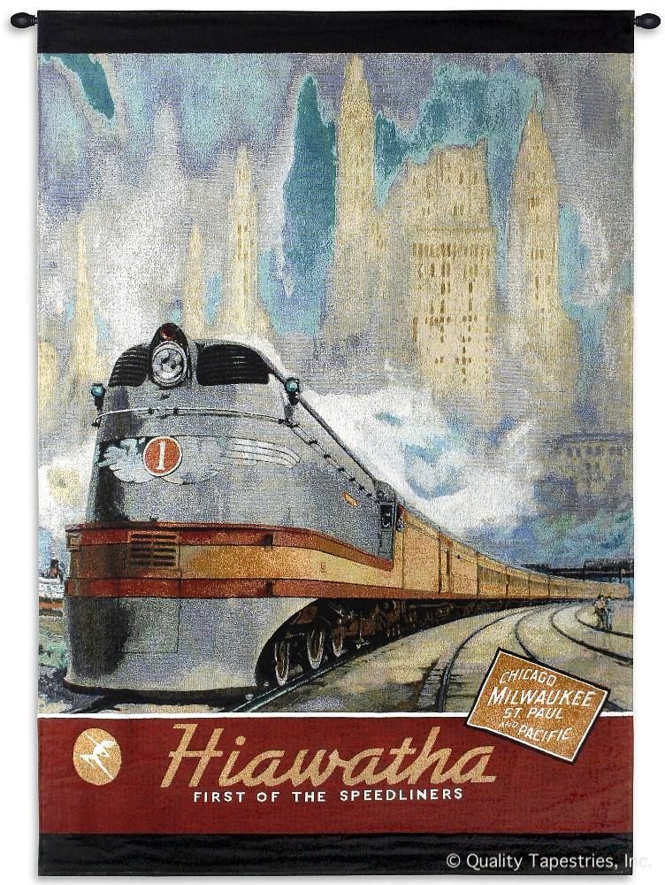 Hiawatha Train Vintage Poster Wall Tapestry