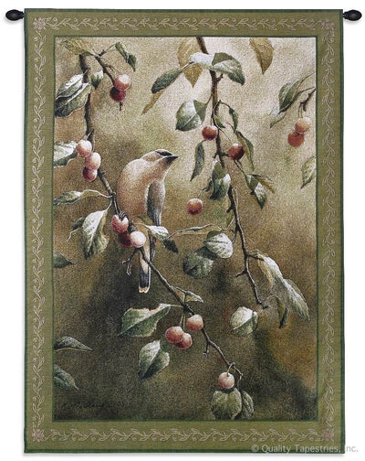 Bird on Cherry Tree Wall Tapestry