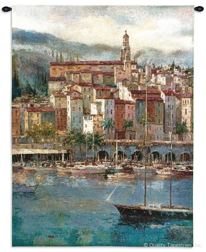 Mediterranean Harbor Wall Tapestry