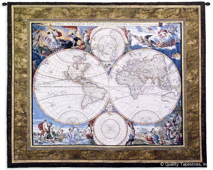 Old World Map Hemispheres Wall Tapestry