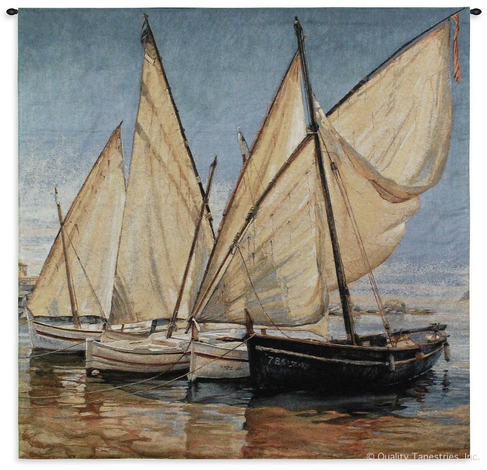 Coastal Sailboats Wall Tapestry