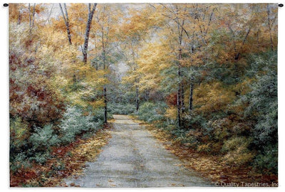 Autumn Trees Country Road Wall Tapestry