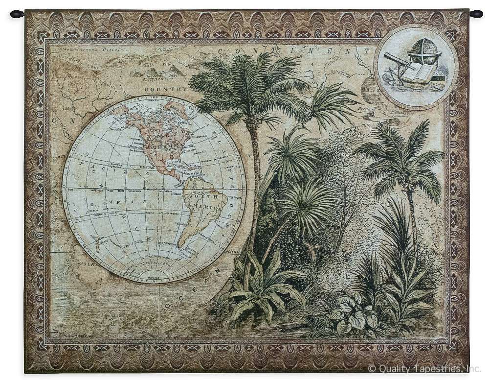 Tropical World Map Wall Tapestry
