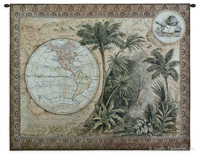 Tropical World Map Wall Tapestry