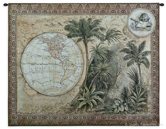 Tropical World Map Wall Tapestry