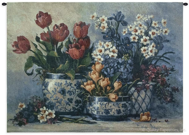 Spring Garden In Blue Wall Tapestry