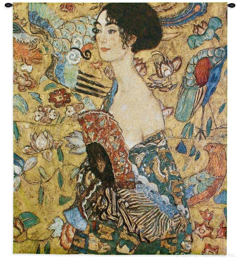 Gustav Klimt Lady With Fan Wall Tapestry